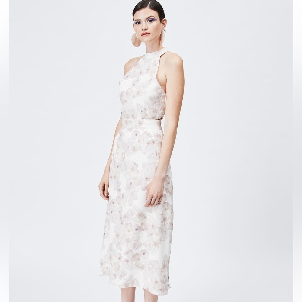Anthropologie Sleeveless‎ Floral-Print Halter Evening Midi Dress
